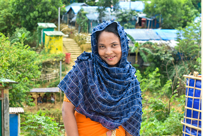 Halima in a refugee camp in Cox's Bazar, Bangladesh