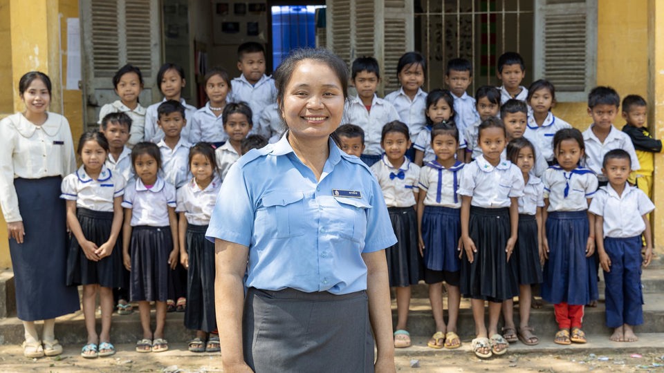 Salin In Front Of Her School