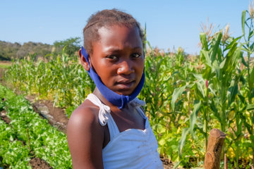 Anatercia works in her fields in Mozambique