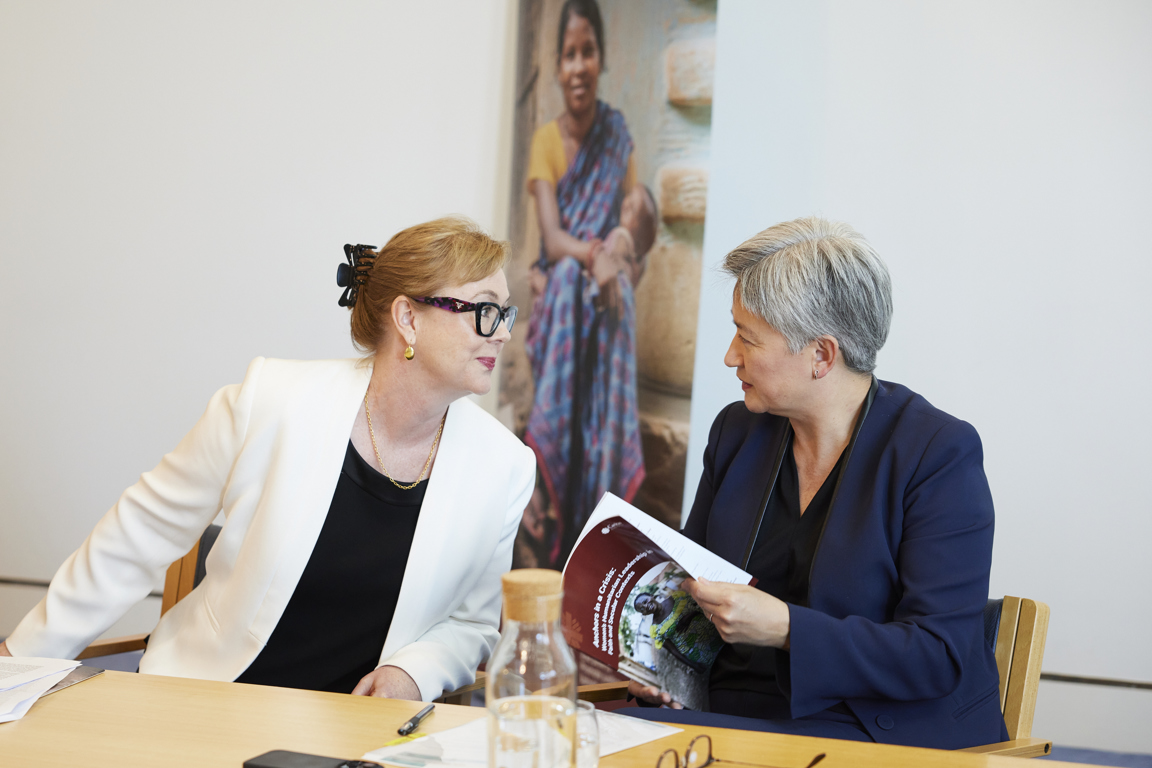 Kirsten Sayers CEO Of Caritas Australia And Senator Wong At The Launch Of Anchors In A Crisis Photo Credit DFAT