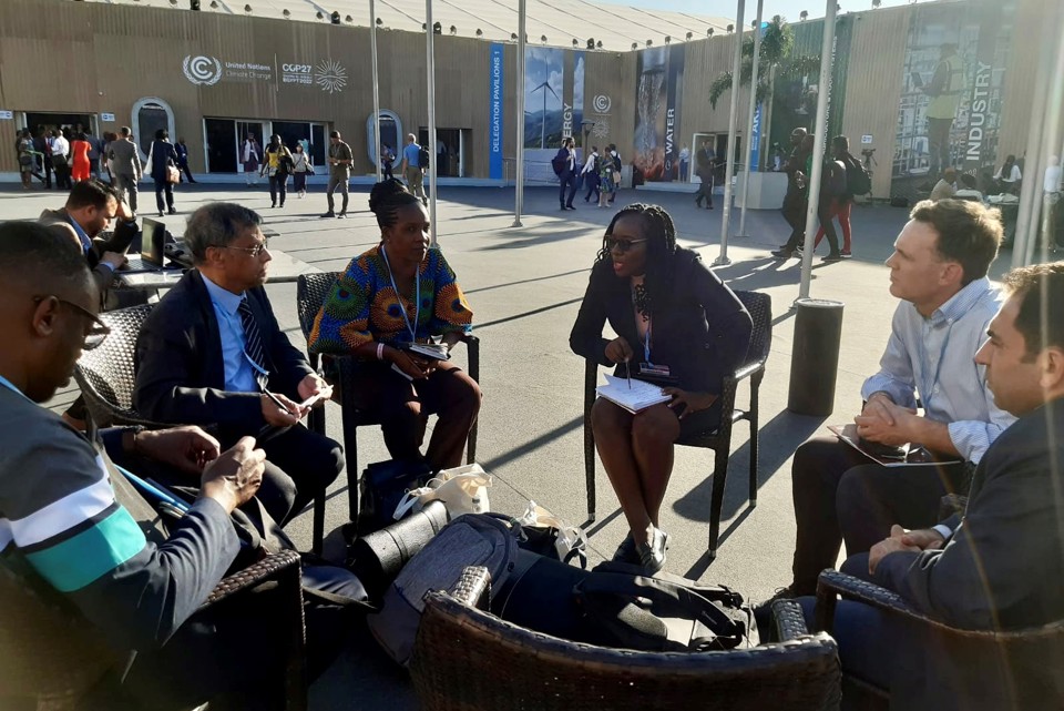 Caritas Africa, Caritas MONA And Caritas Oceania At COP27 Speaking To Aloysius John. Photo Caritas Internationalis