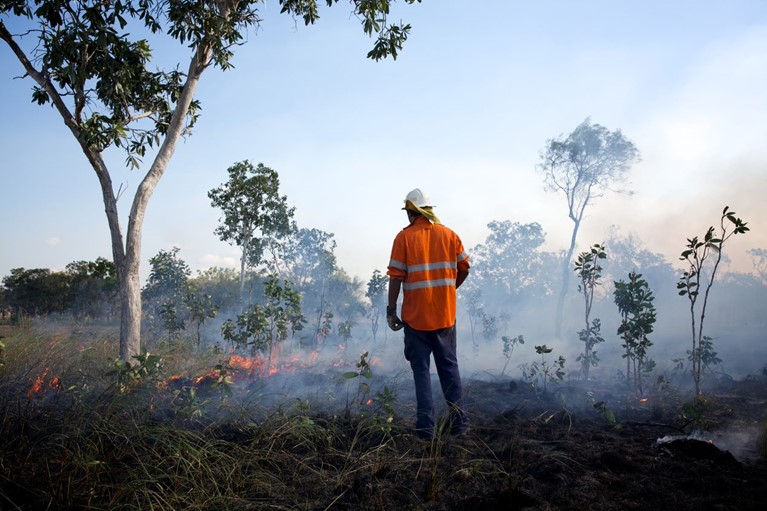 A carbon farmer in action. Photo: Richard Wainwright/Caritas Australia