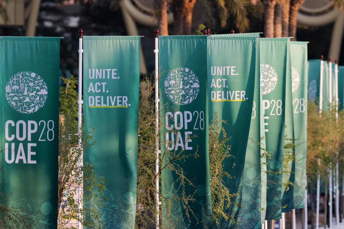 Flags Outside COP28 Photo Credit UNFCC