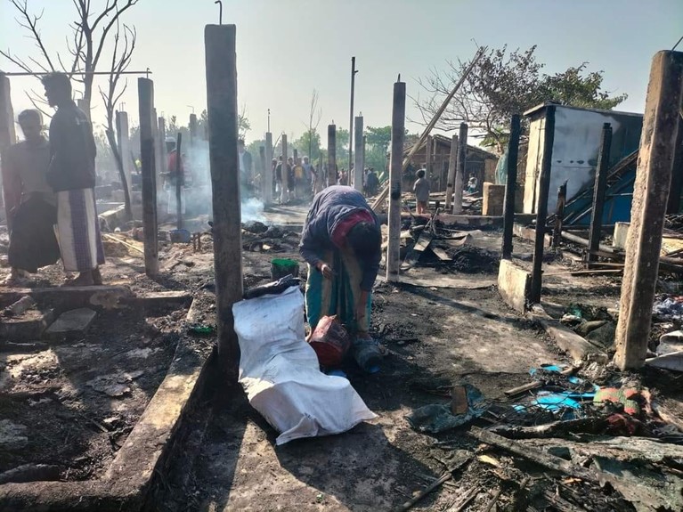 Aftermath of the May 24th fire in Cox's Bazar. Photo: Caritas Bangladesh.