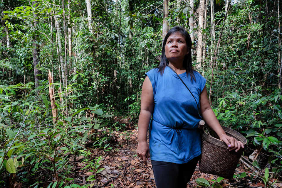 Tati walking in the rainforest in Indonesia