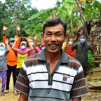 Arsad with his neighbours in Pandeglang District, Indonesia