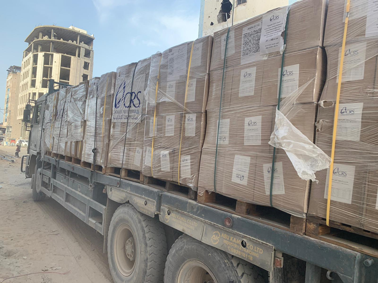 Supplies supported by the Gaza Appeal entering Gaza. Photo Credit: CRS.