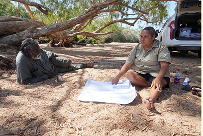 Ranger interviewing a First Australian elder