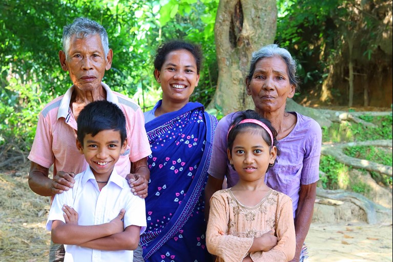 Pronali with her parents and children in rural Bangladesh. Photo: Simon Argho Sku/Caritsa Australia