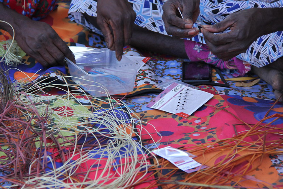 A local weaving workshop at Djilpin Arts in NT