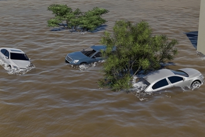 Tropical Cyclone Freddy in Madagascar February 2023, flood in city.