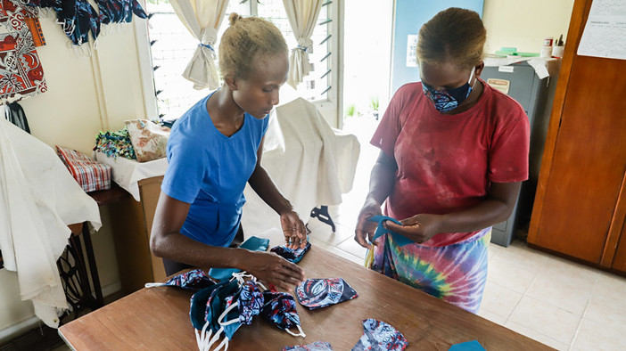 Margret Making Cloth Masks In The Solomon Islands