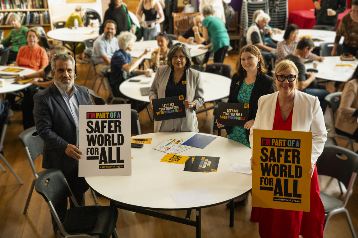 Samir Bennegadi CEO Of Islamic Relief Services Sureka Goringe National Director At Uniting World Liz Tilly Australian Greens Candidate And Kirsten Sayers Interim CEO At Caritas Australia At The Parramatta Electorate